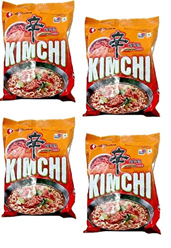 Nongshim Shin Ramyun Kimchi Instant Noodles 120Gm*4Pack (Imported) - Vegetarian - "Nongshim Shin Ramyun Kimchi - 4 Pack, 120g Each of Spicy Veggie Kimchi Noodles!"