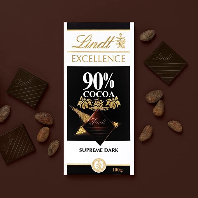 Lindt Excellence Combo Of 90%, 85% And 70% Cocoa Dark Chocolate Bar, 100G Each (Pack Of 3)