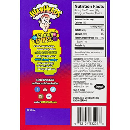 Warhead Mildly Sour Wildly Sweet Chewy Cubes Pouch, 113 g