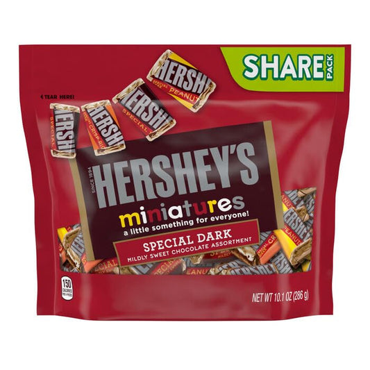 HERSHEY'S Miniatures Dark Chocolate Assortment, 286g Standing Bag - A standing bag of dark chocolate heaven, perfect for any dark chocolate lover, 286g.