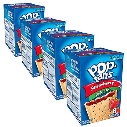 Pop Tarts Unfrosted Strawberry Pack of 4 Pouch, 4 x 416 g - "Four-pack of unfrosted strawberry!"