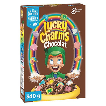 General Mills Lucky Charms Cereal Chocolate Flavoured - 340g - Enjoy the magical combination of chocolate and marshmallows in every bite of Lucky Charms