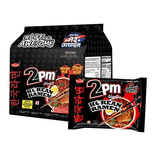 2PM Korean Ramen Noodles - Chicken Flavored - Family Pack (5 x 100g) - A Spicy Taste Adventure!