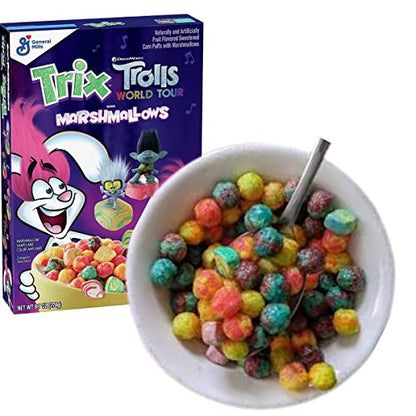 General Mills Trix Trolls Cereal with Marshmallows- 274gm - Delight in the fruity goodness and playful marshmallow shapes in Trix Trolls cereal