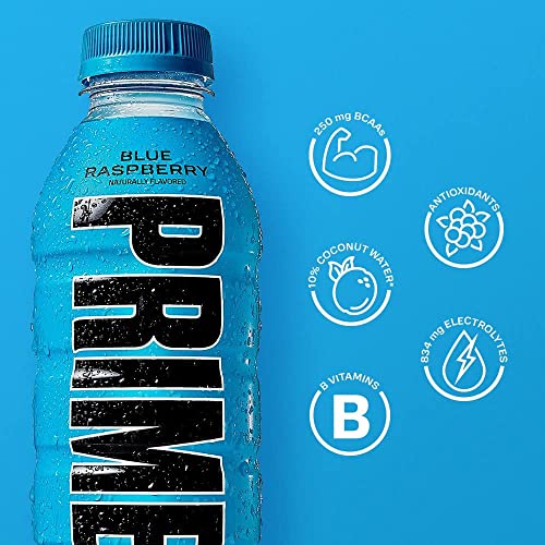 Prime Blue Raspberry Hydration Drink, 16.9 fl oz â„® 500 ml, 12 Pack - Refreshing blue raspberry hydration!