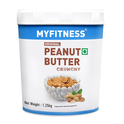 MYFITNESS Original Peanut Butter Crunchy 1250gm | 25g Protein to Boost Energy | Tasty & Healthy Nut Butter Spread | Vegan | Cholesterol Free, Gluten Free| Zero Trans Fat | Crunchy Peanut Butter