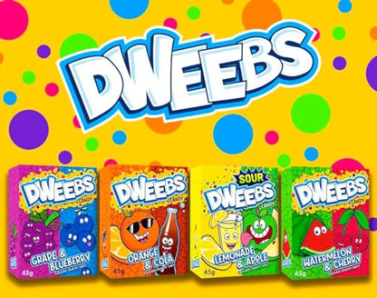 Dweebs Candy - Duo Flavors Pack - 45g Travel Friendly Pack - Sweet, Crunchy, Tangy, and Full of Untamed Flavour! (Lemonade & Apple) - Lemonade & apple zing!