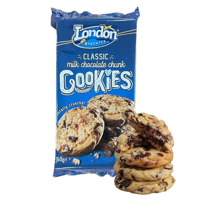 London Biscuits Classic Milk Chocolate Chunk Cookies - Timeless Delight in Every Bite - 160g - "Timeless Chocolate Delight!"