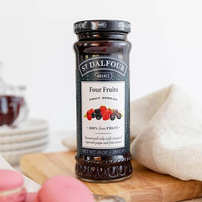 St Dalfour Four Fruits Fruit Spread 284 g | No Added Sugar | 100% from Fruit | No Added Preservatives, Colours, Flavors or Sweeteners | No Corn Syrup | Traditional French Recipe