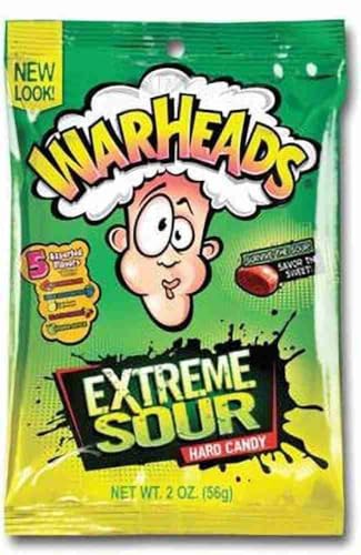 Warheads Extreme Sour Candy Pouch - Green Apple, Black Cherry, Blue Raspberry, Lemon & Watermelon - 56g Pack