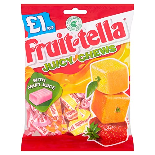 Fruit-Tella Juicy Chews with Fruit Juice ,135g - Juicy chews with fruit juice! Enjoy the natural fruity flavors in every delicious chew!