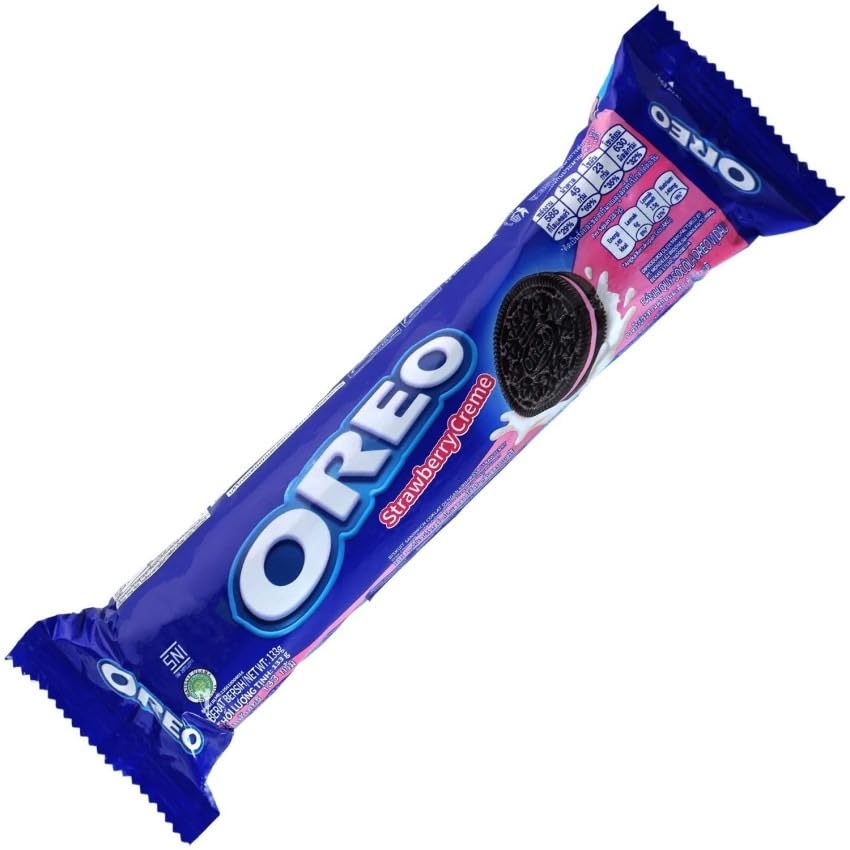 Oreo Strawberry Cream 130g - Delicate Strawberry Flavored Biscuits with Creamy Filling, Sweet & Fruity Indulgence - "Sweet strawberry treat!"