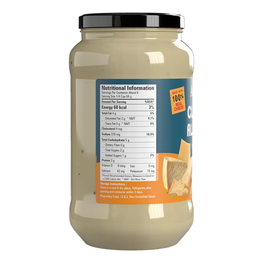 Abbie's Classic Cheesy Pasta Alfredo White Sauce, 400g - Traditional Italian Cheese Sauce, For Pasta And Pizza, Made With Real Cheese, Imported Pasta Sauce - Italian Excellence in a Jar!