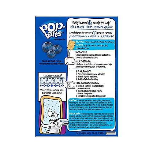 Pop Tarts Unfrosted Blueberry Pack of 4 Pouch, 4 x 416 g - "Four-pack of unfrosted blueberry!"