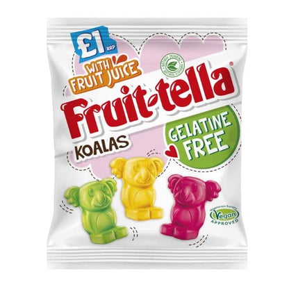 Fruit-tella Koalas with Fruit Juice Gelatin Free,100g - Koala-shaped fruity candy! Gelatin-free and packed with natural fruit juice for a delightful and chewy treat!