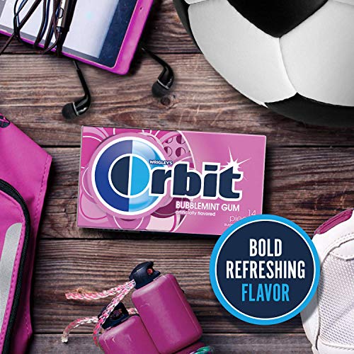 ORBIT Bubble Mint Sugar Free Chewing Gum, 14 Pieces - "Bubble mint freshness!"