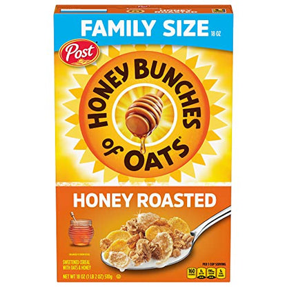 Post Honey Bunches of Oats Crunchy Honey Roasted Cereal 18 Ounce (Pack of 1) Box - Crunchy honey roasted goodness!