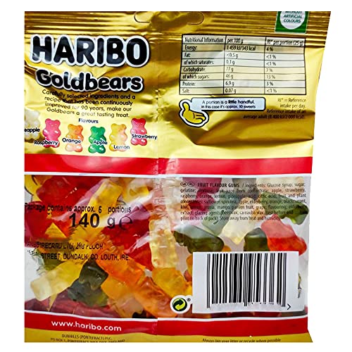 Haribo Goldbears Share Size, 4.94 oz ℮ 140 g - Classic gold-bear gummies in a share size pack.