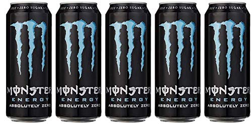 Monster Energy Absolute No sugar Drink 500ml, (Pack of 5Cans X 500ml) - "Five-Pack Sugar-Free Energy!"