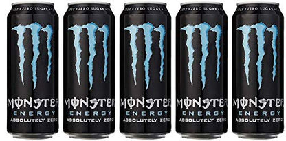 Monster Energy Absolute No sugar Drink 500ml, (Pack of 5Cans X 500ml) - "Five-Pack Sugar-Free Energy!"