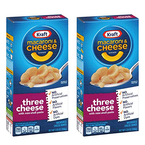 Kraft Macaroni and Cheese Dinner, Three Cheese Pack of 2, x 206 g - "Cheese Trio Duo!"