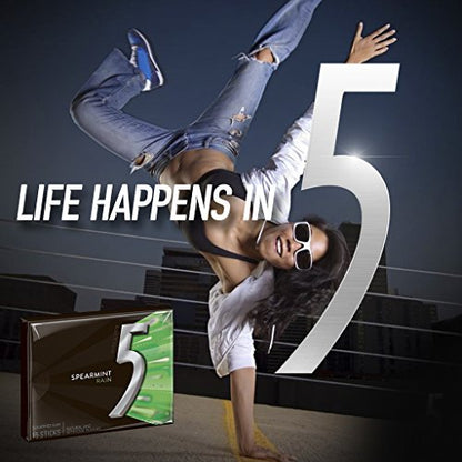 5 Gum Spearmint Rain Sugarfree Gum, Bulk 18 Packs - Freshness That Lasts!