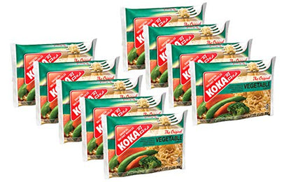 KOKA Oriental Instant Noodles The Original Vegetable Flavour (Pack of 9) with Flavouring Oil "(HALAL Certified)" - "Savory Vegetarian Delight!"