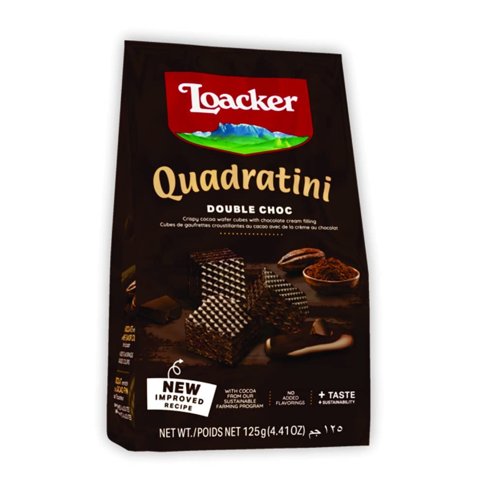 Loacker Quadratini Double Choc 125g - Italy (Pack of 18)