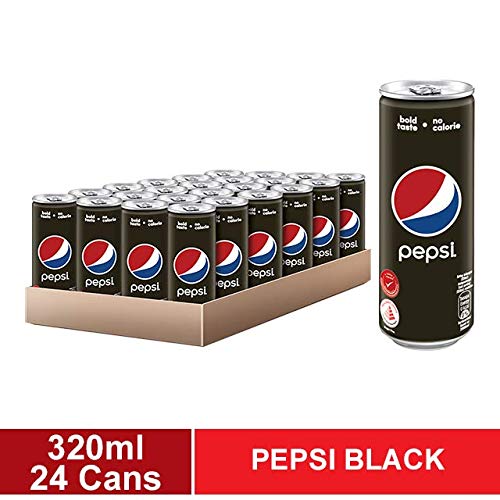 Pepsi Black, No Calories 320ml, Pack of 24 Cans (Imported Product) - Calorie-free Pepsi