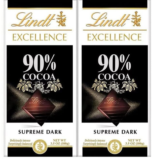 Lindt Excellence 90% Cacao Supreme Dark Chocolate 100g (Pack Of 2)