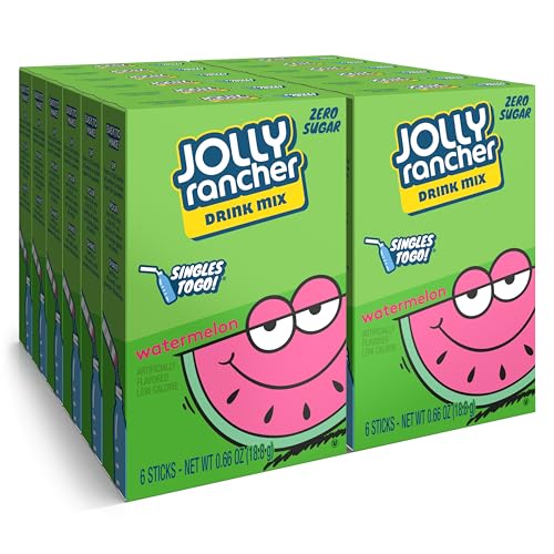 Jolly Rancher Singles To Go Watermelon Drink Mix Sugar Free, 18.8g - Cool and convenient Jolly Rancher Singles To Go Watermelon Drink Mix, sugar-free, 18.8g.