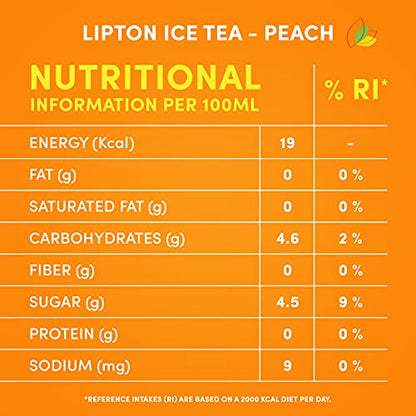 Lipton Peach Ice Tea, Non-Carbonated Refreshing Drink, Black, 10.82 Fl Oz / 320ml, 6 Pack - "Peach Tea Refresh!"