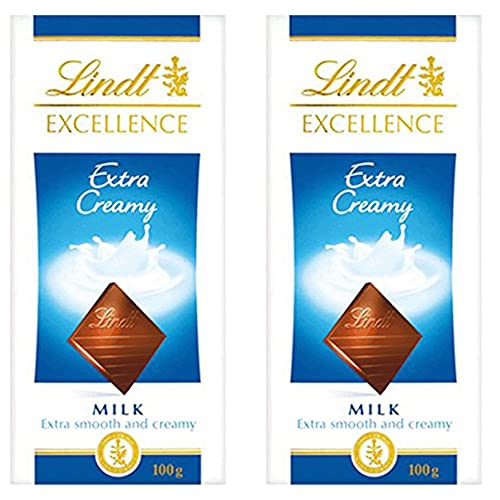 Lindt Excellence Extra Creamy Milk Chocolate, 100g (Pack of 2)