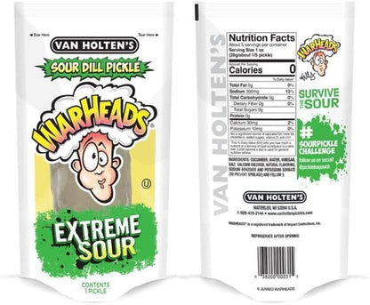 Van Holten’s Jumbo Warheads Sour Dill Extreme Sour Pickle-In-A-Pouch