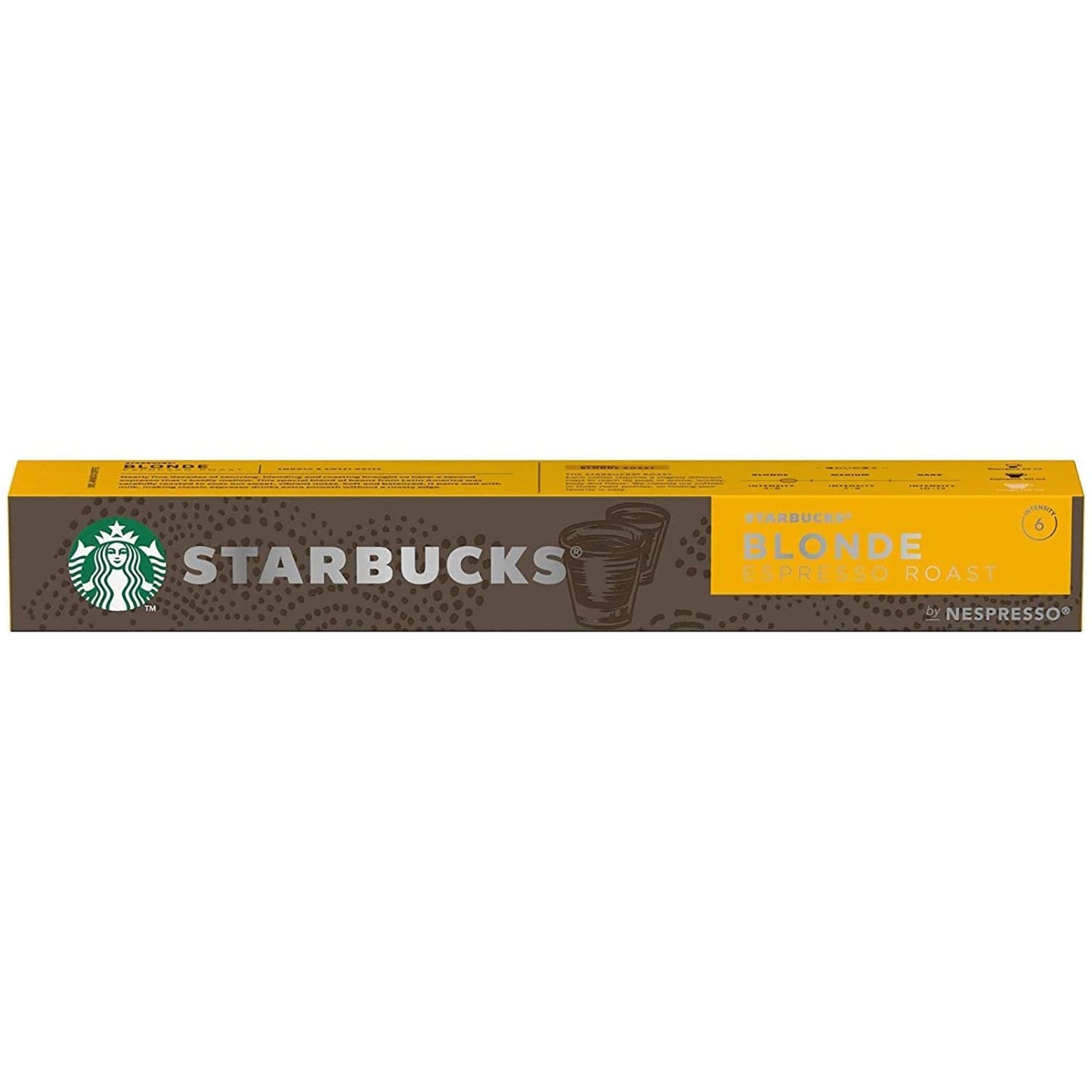 Starbucks Blonde Espresso Roast Coffee Capsules by Nespresso Intensity 6, 1.87 oz ℮ 53 g