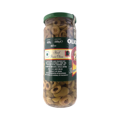 Olicoop Green Stuffed Olives + Green Slice Olives, 450g, Pack of 1 Unit Each - "Stuffed with flavor!"