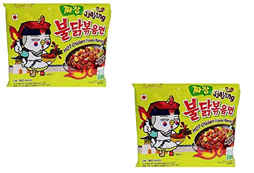 Sam Yang Jjajang Hot Chicken Flavour Ramen , Instant Korean Noodles - 140 gramsX (Pack of 2) - Imported