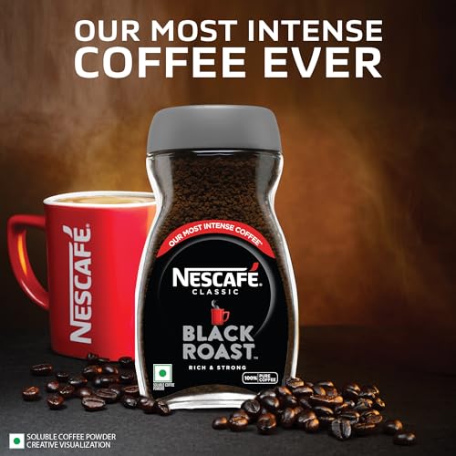 Nescafe Classic Black Roast Instant Coffee Jar, Rich & Dark | 100% Pure Soluble Coffee Powder, 190g/200g - "Rich & Dark Black Roast - Pure Coffee Perfection!"