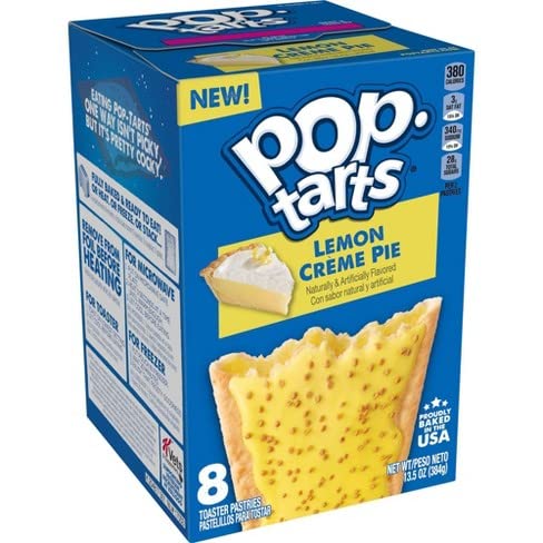 Pop Tarts Lemon Creme Pie Naturally & Artificially Flavored 8 Toaster Pastries 384g - "Lemon creme pie delight!"