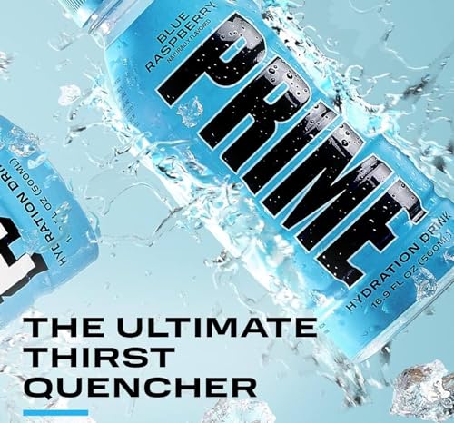 Prime Blue Raspberry Hydration Drink, 16.9 fl oz â„® 500 ml, 12 Pack - Refreshing blue raspberry hydration!