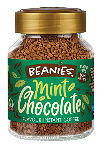 Beanies | Instant Flavoured Coffee | Mint Chocolate | Low Calorie, Sugar Free | 50 g | Pack of 1 - Cool mint, rich chocolate