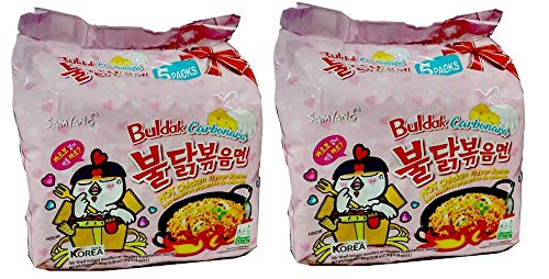 Samyang Buldak Carbo Hot Chicken Flavour Ramen Instant Korean Noodles - 130gm*10Pack (5Pack X 2 Combo) (Imported)