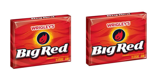 Wrigley’s Big Red Chewing Gum - 15 Sticks, Pack of 2, 40g Total - Double the Boldness!