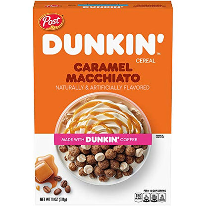 Post Dunkin Caramel Macchiato Breakfast Cereal, 311g - Wake up with caramel macchiato crunch!