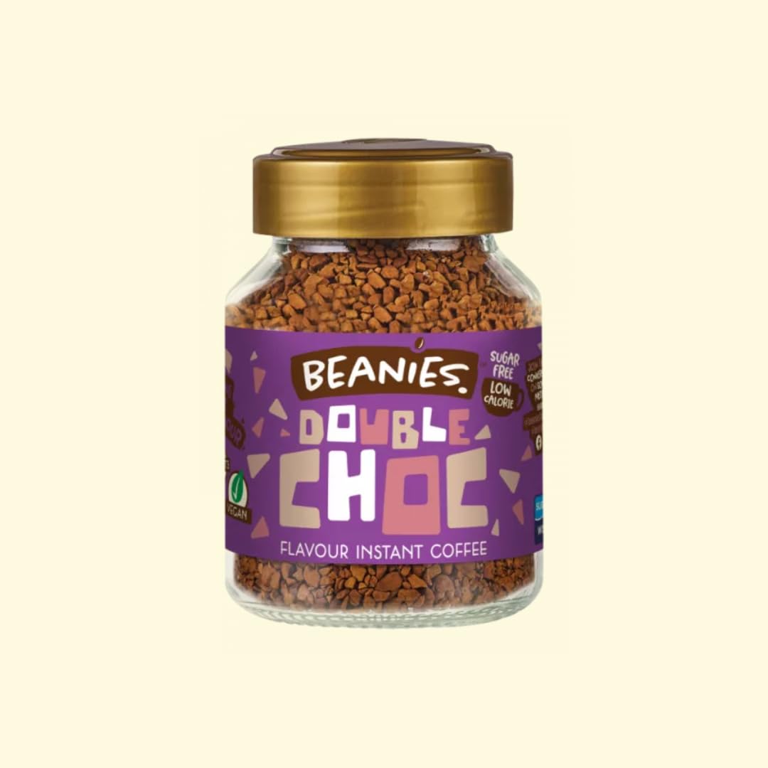 BEANIES | Flavour Instant Coffee | Double Chocolate 50g | Cookies & Cream 50g | Caramelised Biscuit 50g | low calorie | sugar free | Pack of 3 - Indulge your senses, guilt-free