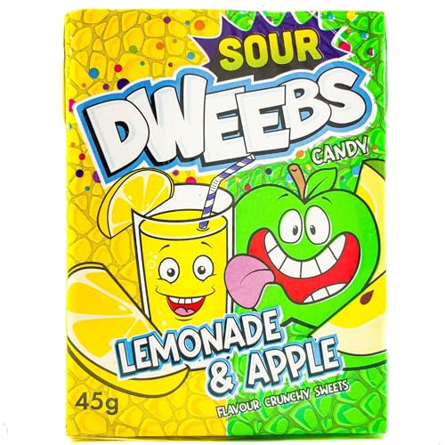 Dweebs Candy - Duo Flavors Pack - 45g Travel Friendly Pack - Sweet, Crunchy, Tangy, and Full of Untamed Flavour! (Lemonade & Apple) - Lemonade & apple zing!