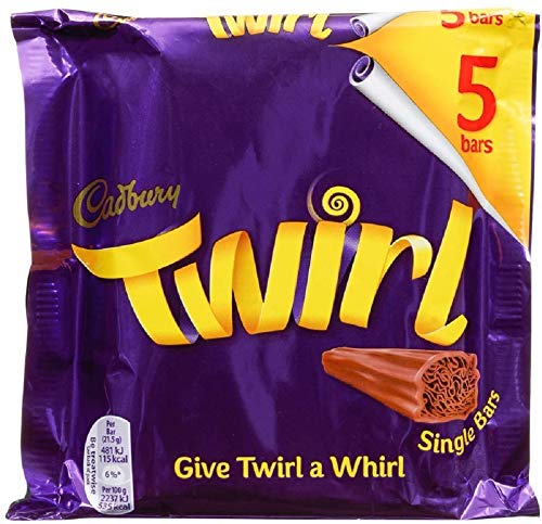 Cadbury Twirl 5 Bars Chocolate, 107.5g - Twirl bar pack