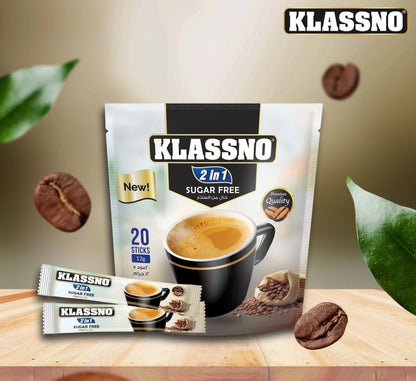 KLASSNO 2-In-1 Sugar Free Coffee Mix, 12g Pack of 20 - Instant Coffee Bliss with Zero Sugar, 240g - Enjoy guilt-free brewing with KLASSNO 2-In-1 Sugar Free Coffee Mix, 12g Pack of 20, 240g.