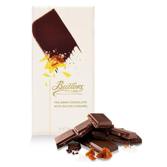 Butlers 70% Dark Salted Caramel Chocolate Bar, 100g - Sweet and salty