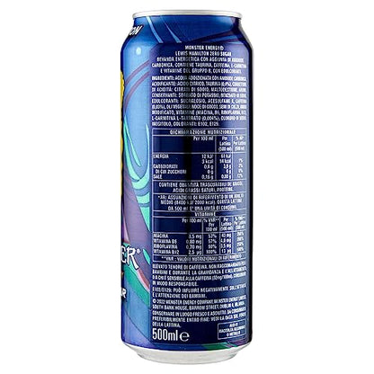 Monster Energy Lewis Hamilton Zero - Caffeinated Energy Drink With A Refreshing Peach-Nectarine Taste - Without Sugar And Without Calories - In Practical Disposable Cans 500Ml (Pack Of 12) - "Hamilton's Peach Power!"